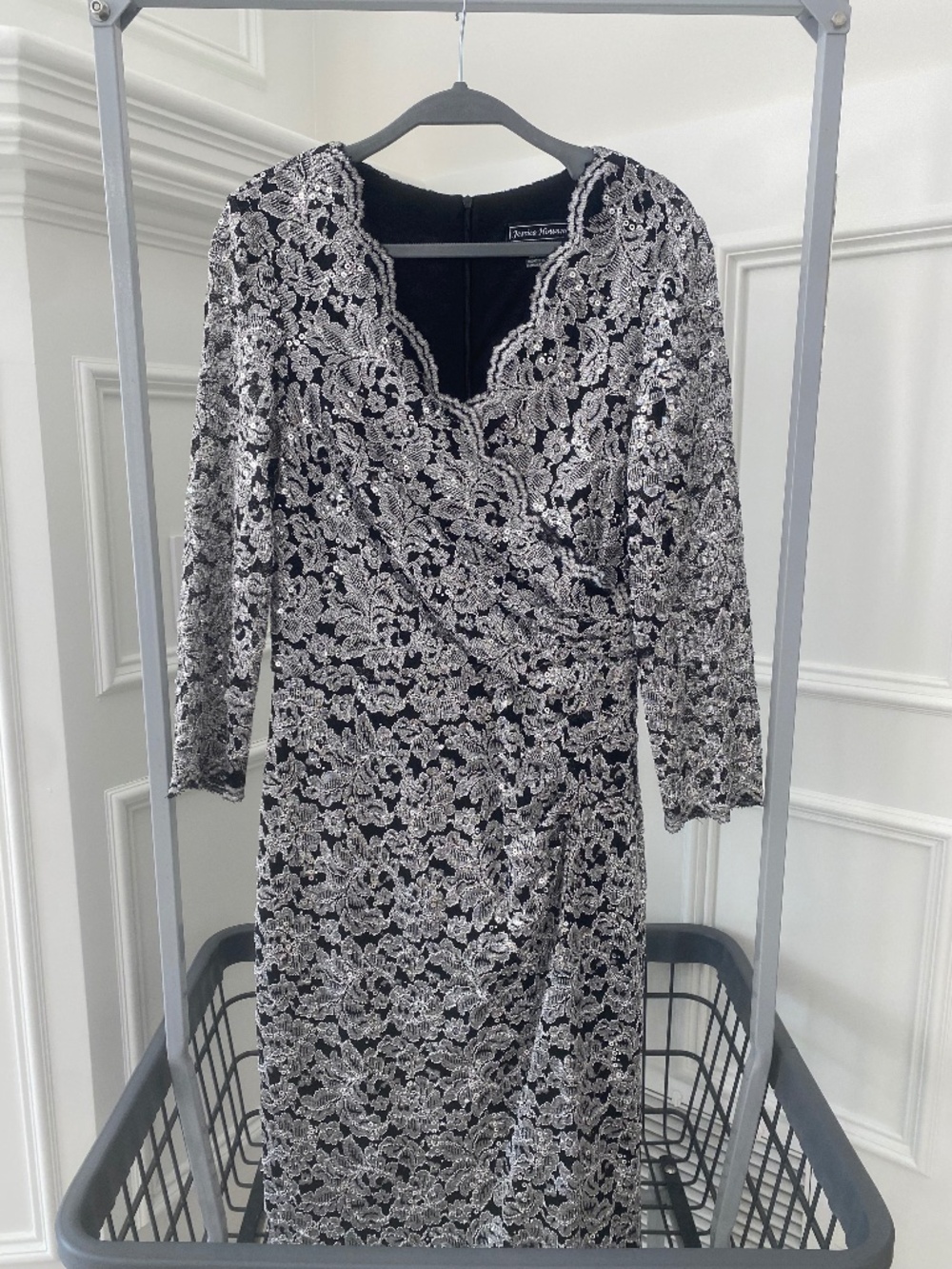 Jessica Howard Silver Lace Dress - Size 12